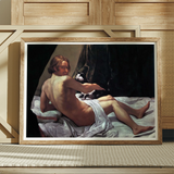 Young Naked Man on a Bed with Cat - Giovanni Lanfranco Art Print / Canvas Wooden-framed Nude Male Figure Painting Canvas Giovanni Lanfranco