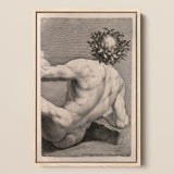 Young Naked Man with a Wreathed Head - J.d. Herz Art Print / Canvas, 12x18’’ / 31x46cm / Natural Frame, Posters Prints & Visual Artwork,