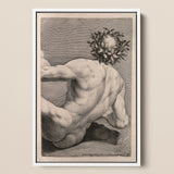 Young Naked Man with a Wreathed Head - J.d. Herz Art Print / Canvas, 12x18’’ / 31x46cm / White Frame, Posters Prints & Visual Artwork, Toby