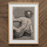 Young Naked Man with a Wreathed Head - J.d. Herz Art Print / Canvas, 20x30’’ / 51x76cm / Natural Frame / Matboard, Posters Prints & Visual