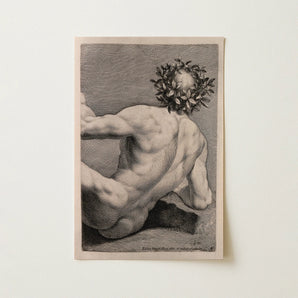 Young Naked Man with a Wreathed Head - J.d. Herz Art Print / Canvas, Naked Man, Wreathed Head, Johann David Herz’s, David Herz’s Young,