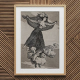 A Young Woman Flying in the Air with a Butterfly on Her Head - Francisco De Goya Art Print / Canvas Framed Goya Print Woman Figures Goya’s