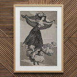 A Young Woman Flying in the Air with Butterfly on Her Head - Francisco De Goya Art Print / Canvas Framed Figures Goya’s Vision Glides,