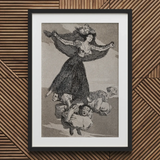 A Young Woman Flying in the Air with a Butterfly on Her Head - Francisco De Goya Art Print / Canvas Framed Goya Woman Grotesque Figures