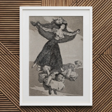 A Young Woman Flying in the Air with a Butterfly on Her Head - Francisco De Goya Art Print / Canvas Framed Goya Print Woman People Goya’s
