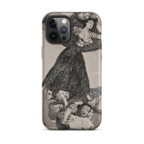 A Young Woman Flying in the Air - Francisco De Goya Phone Case Iphone 12 Pro Max / Matte Iphone 12/13/14 Pro Max Case Black White