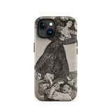 A Young Woman Flying in the Air - Francisco De Goya Phone Case Iphone 15 / Matte Hard Plastic Iphone Case Black White Goya Print Francisco