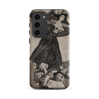 A Young Woman Flying in the Air - Francisco De Goya Phone Case Samsung Galaxy S23 Plus / Matte Black Beige Phone Case Detailed Line Woman