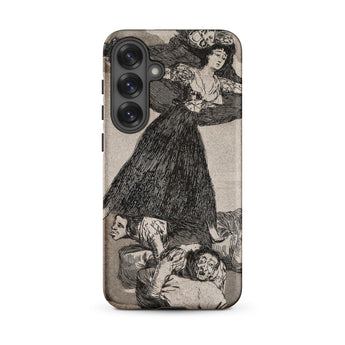 A Young Woman Flying in the Air - Francisco De Goya Phone Case Samsung Galaxy S25 Plus / Matte Black White Illustrated Phone Case Dramatic