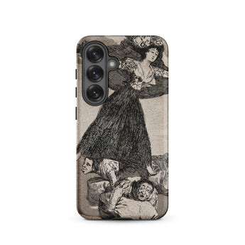 A Young Woman Flying in the Air - Francisco De Goya Phone Case Samsung Galaxy S25 / Matte Black-and-white Illustrated Phone Case Dramatic