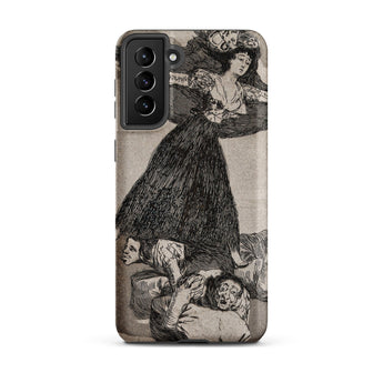 A Young Woman Flying in the Air - Francisco De Goya Phone Case Samsung Galaxy S21 Plus / Matte Black White Illustrated Phone Case Dramatic