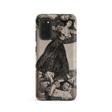 A Young Woman Flying in the Air - Francisco De Goya Phone Case Samsung Galaxy S20 / Matte Black White Illustrated Phone Case Dramatic