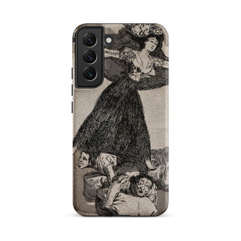 A Young Woman Flying in the Air - Francisco De Goya Phone Case Samsung Galaxy S22 Plus / Matte Black White Illustrated Phone Case Dramatic