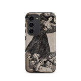 A Young Woman Flying in the Air - Francisco De Goya Phone Case Samsung Galaxy S23 / Matte Black White Illustrated Phone Case Dramatic