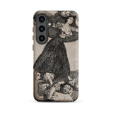 A Young Woman Flying in the Air - Francisco De Goya Phone Case Samsung Galaxy S24 Plus / Matte Black Sepia-toned Illustrated Phone Case