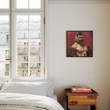 Zaddy Bear - Gay Muscle Daddy Art Print / Canvas Framed Painting Muscular Man Dark Hair Beard Fur, Prints