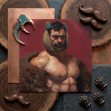 Zaddy Bear - Gay Muscle Daddy Art Print / Canvas Muscular Bearded Man Blue-furred Ears Fur Cloak Depicted Muscle Daddy Art, Bear Daddy,