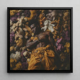 Zonked - Lowbrow Queer Black Punk Art Print / Canvas Black-framed Square Man Surrounded Plush Teddy Gay, Afroamerican Homoerotic, Visceral