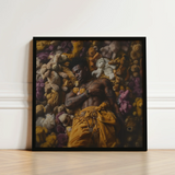 Black-framed Art Print Man Surrounded Colorful Stuffed Animals Black Gay Punk, Afroamerican Homoerotic, Visceral Plunge