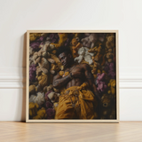 Square-framed Art Print Man Surrounded Colorful Stuffed Bears Black Gay Punk, Afroamerican Homoerotic, Visceral Plunge