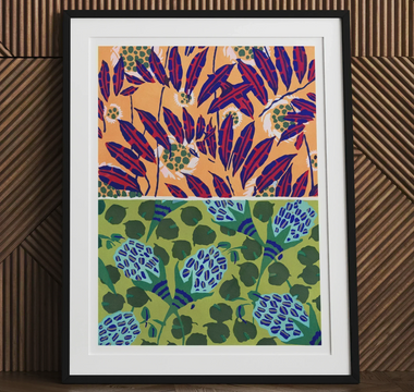Framed floral pattern art print inspired by william morris textile art print perfect for vintage design nerds