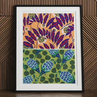 Framed floral pattern art print inspired by william morris textile art print perfect for vintage design nerds
