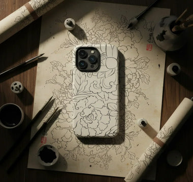Floral patterned white iphone case showing back side design for modern art fans by toby leon