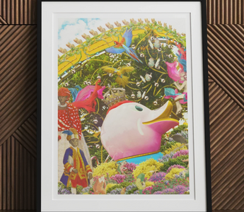 Pink cartoon-style duck head with a smiling expression symbolizing a bright day in another day of sun article about lost moments
