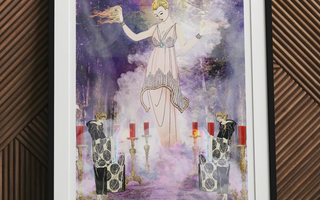 Ethereal woman in a flowing white dress with glowing hands as an enigmatic goddess and vibrant life force 50ft wiccan