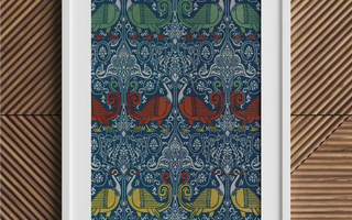 Framed decorative bird pattern inspired by arabes d’après les monuments in Émile prisse d’avennes islamic art canvas