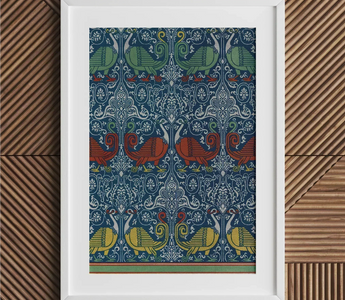 Framed decorative bird pattern inspired by arabes d’après les monuments in Émile prisse d’avennes islamic art canvas