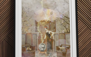 Woman in a 1920s style dress pouring tea from a teapot inspired by queen hecuba and king priam in cassandra the mystic marvel