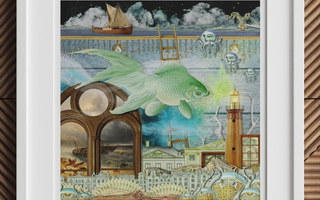 A green fish with scales and fins floating in mid-air illustrating gentlest swish topples in down where it’s wetter pt 1