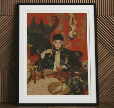 Framed portrait painting in dark tones depicting stoker’s dracula representing queer vampire themes and true blood legacy