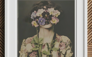Framed floral portrait in vibrant colors symbolizing queer communities inspired by oscar wilde and green carnations