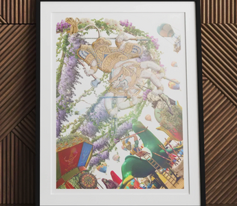 Ornate colorful Hindu deity figure with multiple arms in a dancing pose like a whirling carousel for Hanuman the handyman