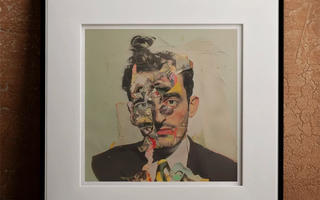Man wearing a crown with brain spikes and lotus flowers in portrait collage art papier collé by lazy nerd explainer