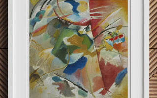 Abstract painting with vibrant colors and dynamic shapes inspired by wassily kandinsky bauhaus and expressionism art movement