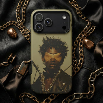 Portrait Art Phone Cases featuring a colorful woman holding a hat with a unique design