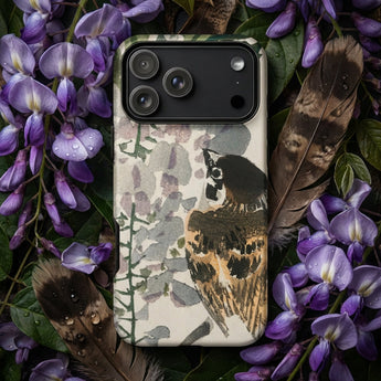 Kono Bairei inspired phone case featuring intricate floral design with red blooms and green leaves.
