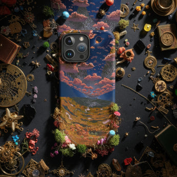 Ornate saddle-design phone case.