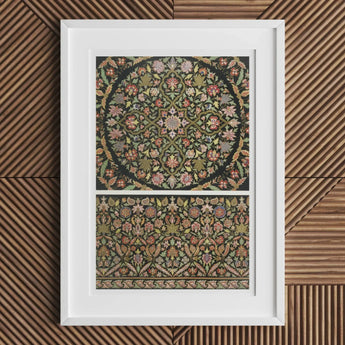 Decorative Wall Art featuring intricate floral motifs in a framed design, showcasing vibrant colors and patterns.