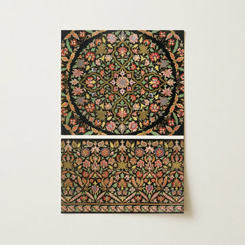 Decorative Wall Art featuring intricate floral motifs in a framed design, showcasing vibrant colors and patterns.