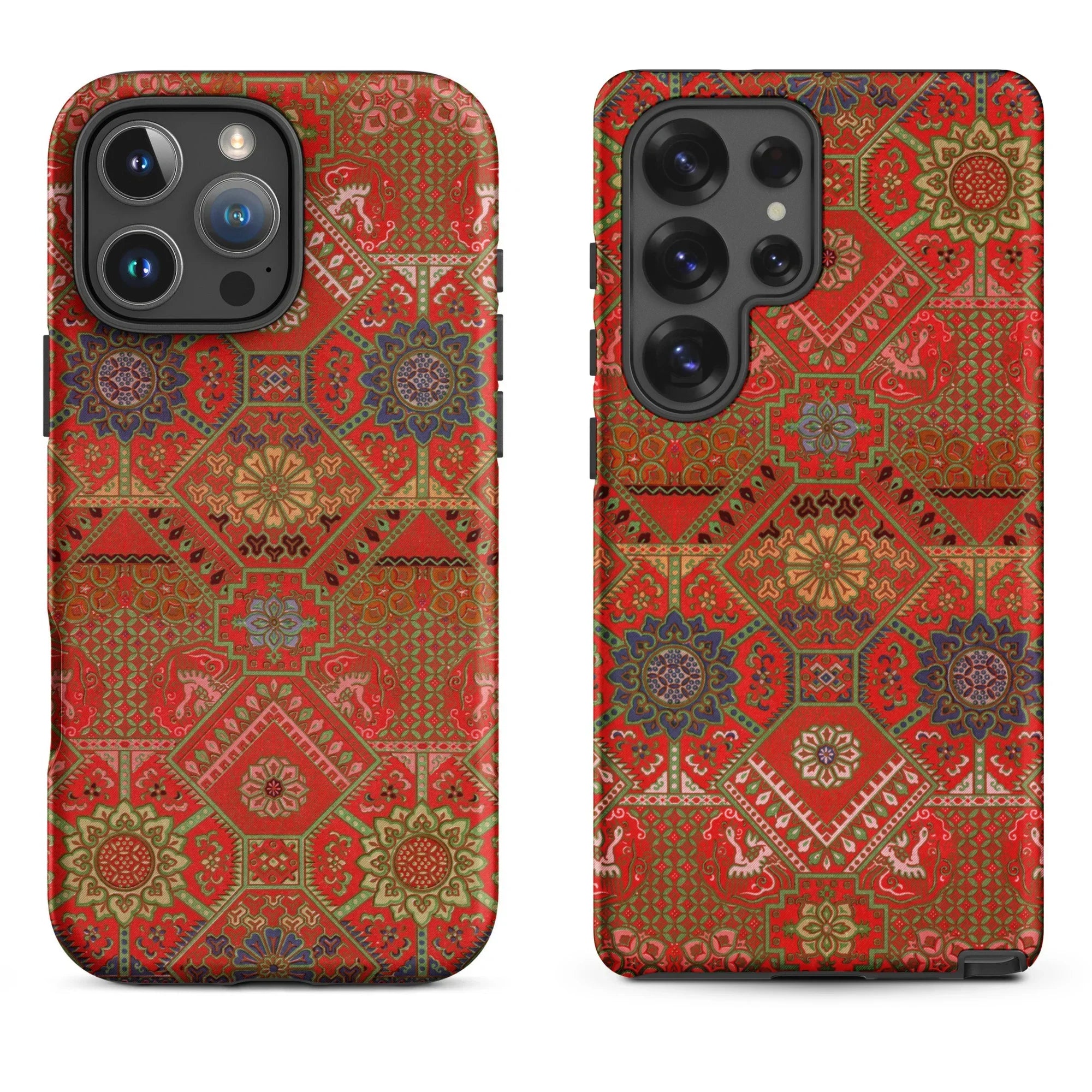 Red patterned phone case.