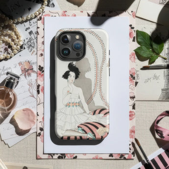 Colorful floral-patterned phone case for an iPhone.