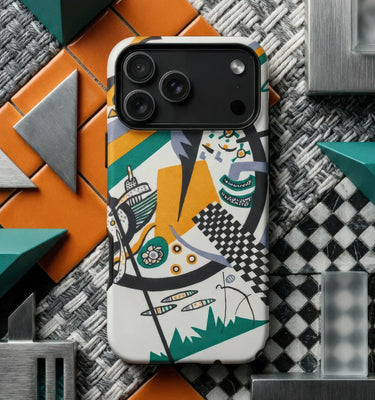 German phone cases featuring a detailed artistic design on fabric with jewels.