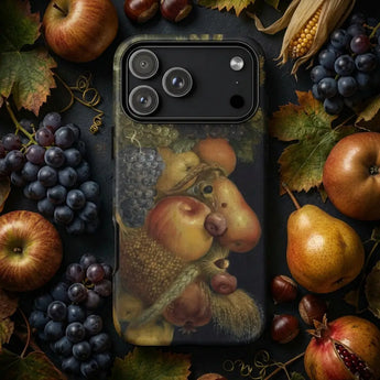 Vintage-style phone case featuring a detailed illustration of an old scholar in dark muted tones giuseppe arcimboldo collection