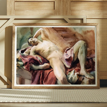 Framed nude figures painting.