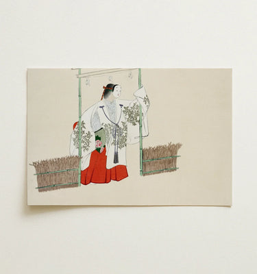 Artwork from the Meiji period art collection depicting figures and nature in traditional style.