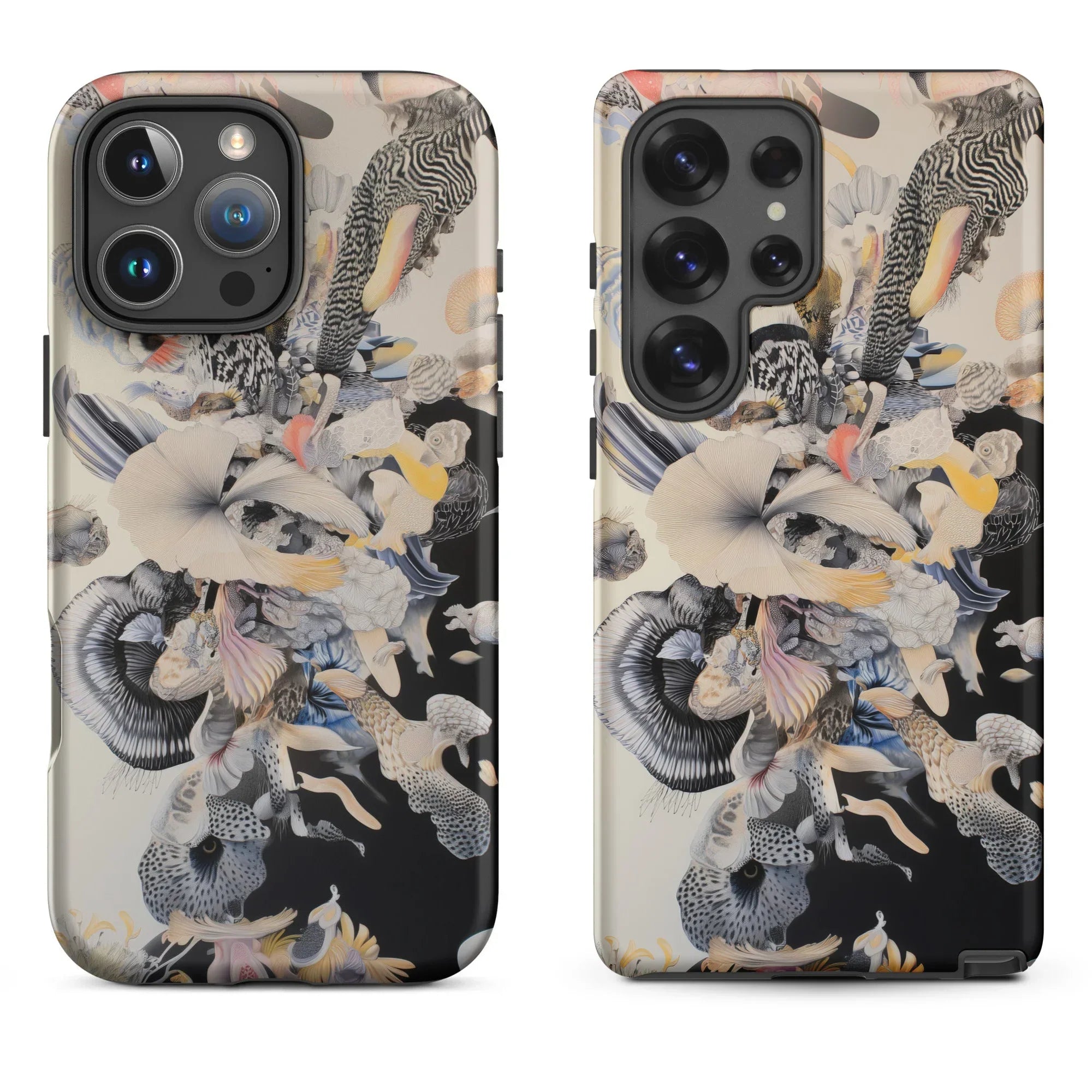 Smartphone with a decorative mandala-patterned case.